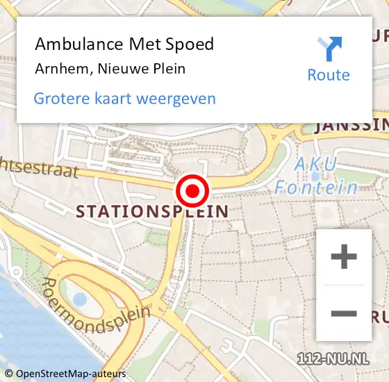 Locatie op kaart van de 112 melding: Ambulance Met Spoed Naar Arnhem, Nieuwe Plein op 14 september 2018 09:25