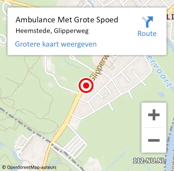 Locatie op kaart van de 112 melding: Ambulance Met Grote Spoed Naar Heemstede, Glipperweg op 14 september 2018 12:09
