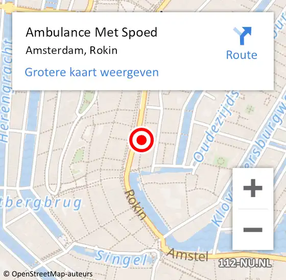 Locatie op kaart van de 112 melding: Ambulance Met Spoed Naar Amsterdam, Rokin op 14 september 2018 15:32