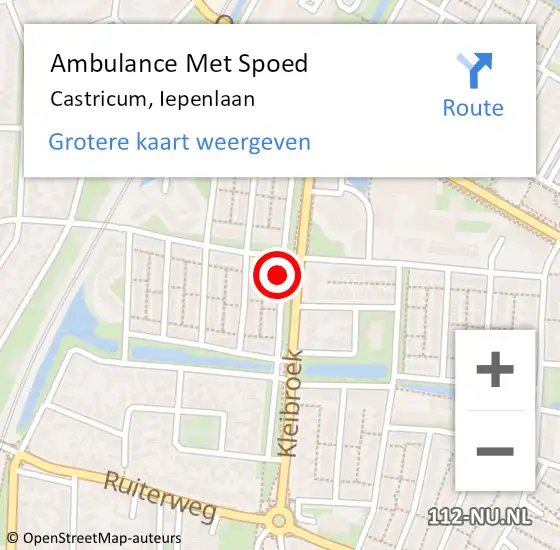Locatie op kaart van de 112 melding: Ambulance Met Spoed Naar Castricum, Iepenlaan op 14 september 2018 15:57