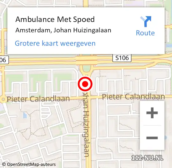 Locatie op kaart van de 112 melding: Ambulance Met Spoed Naar Amsterdam, Johan Huizingalaan op 14 september 2018 16:51