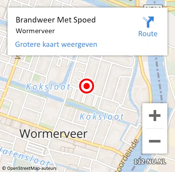 Locatie op kaart van de 112 melding: Brandweer Met Spoed Naar Wormer op 14 september 2018 18:00