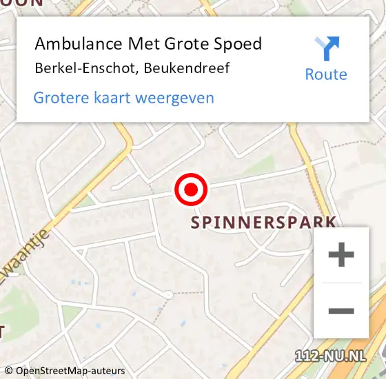 Locatie op kaart van de 112 melding: Ambulance Met Grote Spoed Naar Berkel-Enschot, Beukendreef op 14 september 2018 18:26