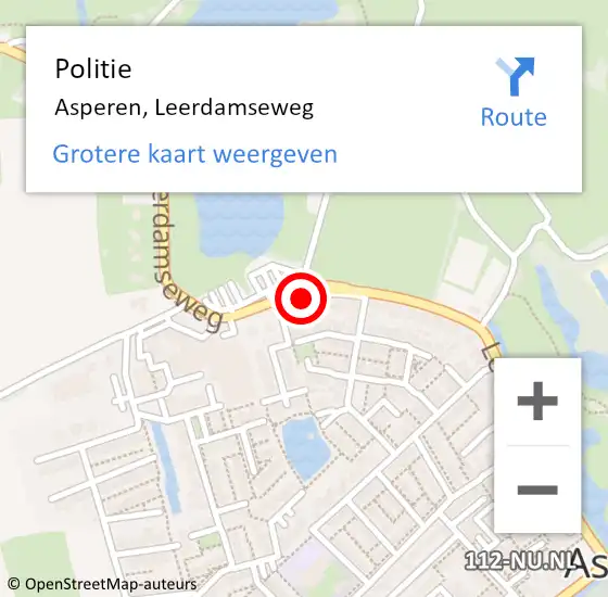 Locatie op kaart van de 112 melding: Politie Asperen, Leerdamseweg op 14 september 2018 18:37