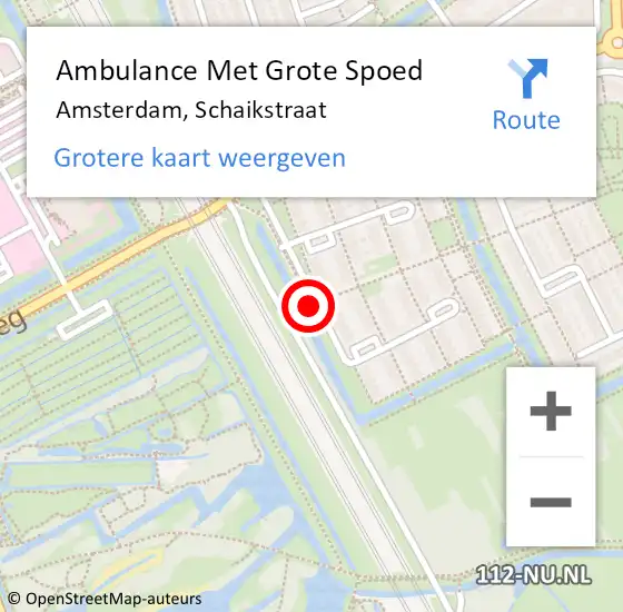 Locatie op kaart van de 112 melding: Ambulance Met Grote Spoed Naar Amsterdam, Schaikstraat op 14 september 2018 18:38