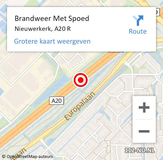 Locatie op kaart van de 112 melding: Brandweer Met Spoed Naar Nieuwerkerk, A20 R op 14 september 2018 18:49