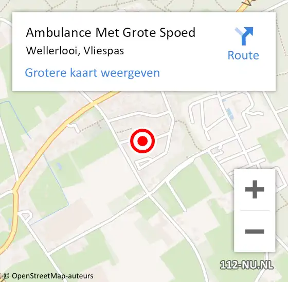 Locatie op kaart van de 112 melding: Ambulance Met Grote Spoed Naar Wellerlooi, Vliespas op 15 september 2018 09:52