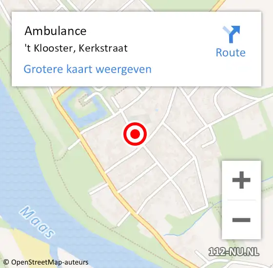 Locatie op kaart van de 112 melding: Ambulance 't Klooster, Kerkstraat op 15 september 2018 10:35