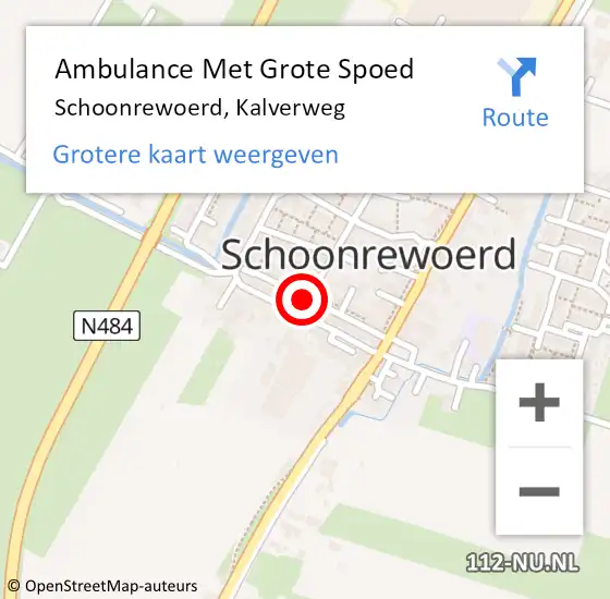 Locatie op kaart van de 112 melding: Ambulance Met Grote Spoed Naar Schoonrewoerd, Kalverweg op 15 september 2018 11:40