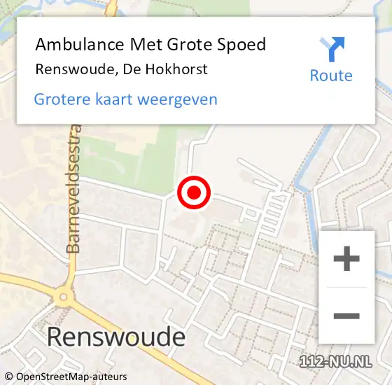 Locatie op kaart van de 112 melding: Ambulance Met Grote Spoed Naar Renswoude, De Hokhorst op 15 september 2018 14:02