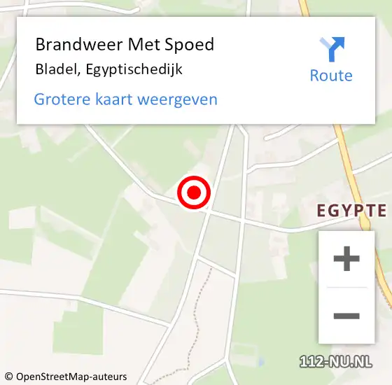 Locatie op kaart van de 112 melding: Brandweer Met Spoed Naar Bladel, Egyptischedijk op 15 september 2018 15:32