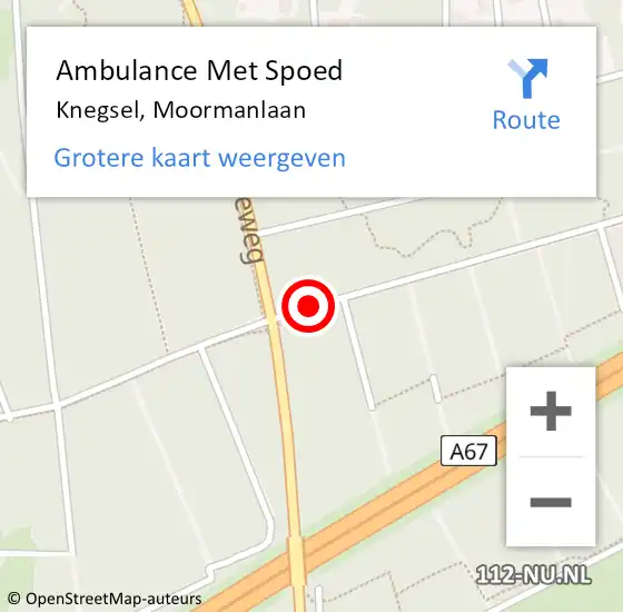 Locatie op kaart van de 112 melding: Ambulance Met Spoed Naar Knegsel, Moormanlaan op 15 september 2018 23:16