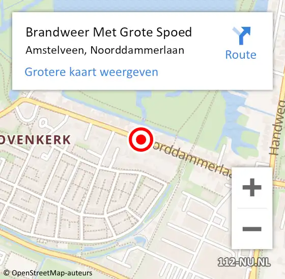 Locatie op kaart van de 112 melding: Brandweer Met Grote Spoed Naar Amstelveen, Noorddammerlaan op 15 september 2018 23:48