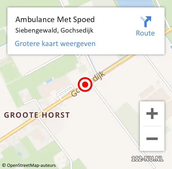 Locatie op kaart van de 112 melding: Ambulance Met Spoed Naar Siebengewald, Gochsedijk op 16 september 2018 00:09