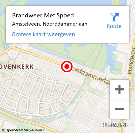 Locatie op kaart van de 112 melding: Brandweer Met Spoed Naar Amstelveen, Noorddammerlaan op 16 september 2018 00:10