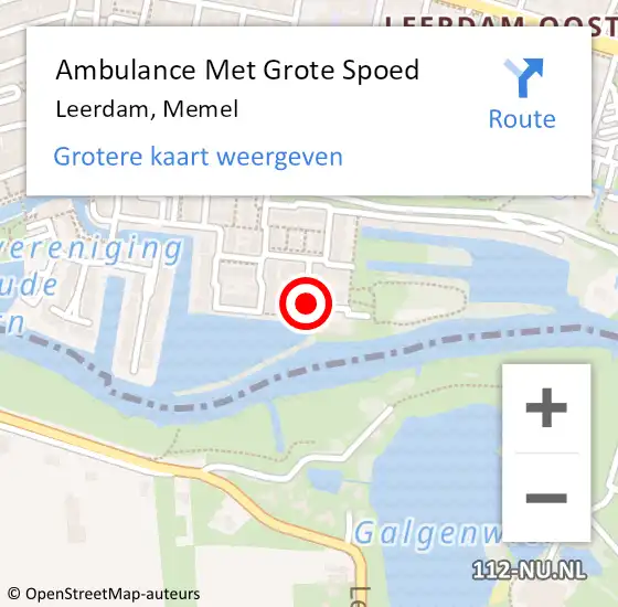 Locatie op kaart van de 112 melding: Ambulance Met Grote Spoed Naar Leerdam, Memel op 16 september 2018 06:48