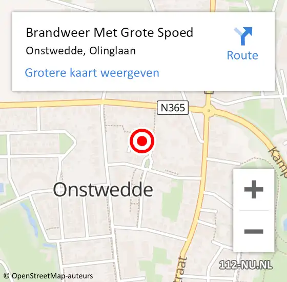 Locatie op kaart van de 112 melding: Brandweer Met Grote Spoed Naar Onstwedde, Olinglaan op 16 september 2018 08:47