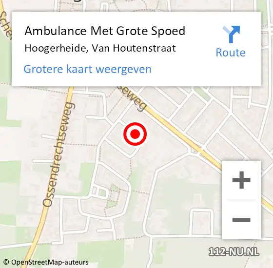 Locatie op kaart van de 112 melding: Ambulance Met Grote Spoed Naar Hoogerheide, Van Houtenstraat op 16 september 2018 11:15