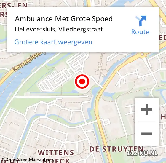 Locatie op kaart van de 112 melding: Ambulance Met Grote Spoed Naar Hellevoetsluis, Vliedbergstraat op 16 september 2018 12:23