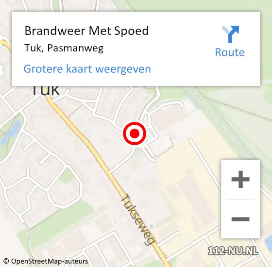 Locatie op kaart van de 112 melding: Brandweer Met Spoed Naar Tuk, Pasmanweg op 16 september 2018 13:49
