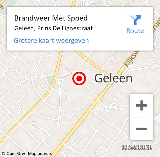 Locatie op kaart van de 112 melding: Brandweer Met Spoed Naar Geleen, Prins De Lignestraat op 16 september 2018 14:39