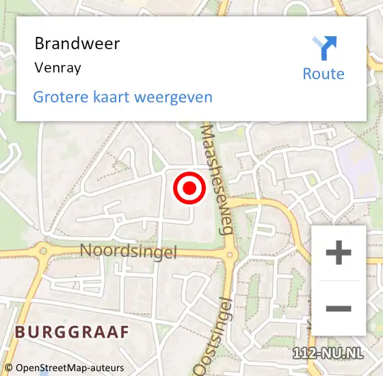 Locatie op kaart van de 112 melding: Brandweer Venray op 16 september 2018 14:51