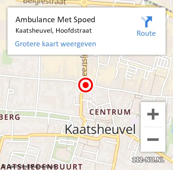 Locatie op kaart van de 112 melding: Ambulance Met Spoed Naar Kaatsheuvel, Hoofdstraat op 16 september 2018 16:16