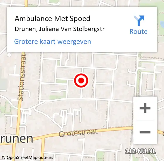 Locatie op kaart van de 112 melding: Ambulance Met Spoed Naar Drunen, Juliana Van Stolbergstr op 16 september 2018 17:29