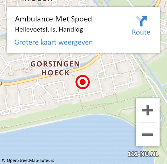 Locatie op kaart van de 112 melding: Ambulance Met Spoed Naar Hellevoetsluis, Handlog op 16 september 2018 19:08