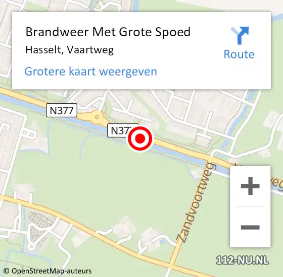 Locatie op kaart van de 112 melding: Brandweer Met Grote Spoed Naar Hasselt, Vaartweg op 16 september 2018 19:12