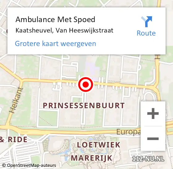 Locatie op kaart van de 112 melding: Ambulance Met Spoed Naar Kaatsheuvel, Van Heeswijkstraat op 16 september 2018 21:04
