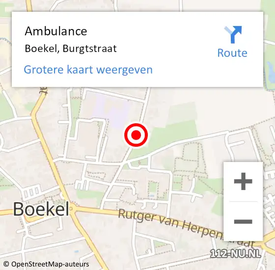 Locatie op kaart van de 112 melding: Ambulance Boekel, Burgtstraat op 17 september 2018 08:58