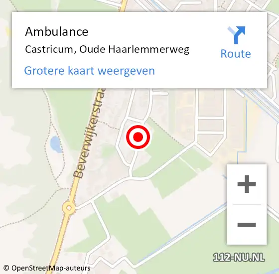 Locatie op kaart van de 112 melding: Ambulance Castricum, Oude Haarlemmerweg op 17 september 2018 09:36