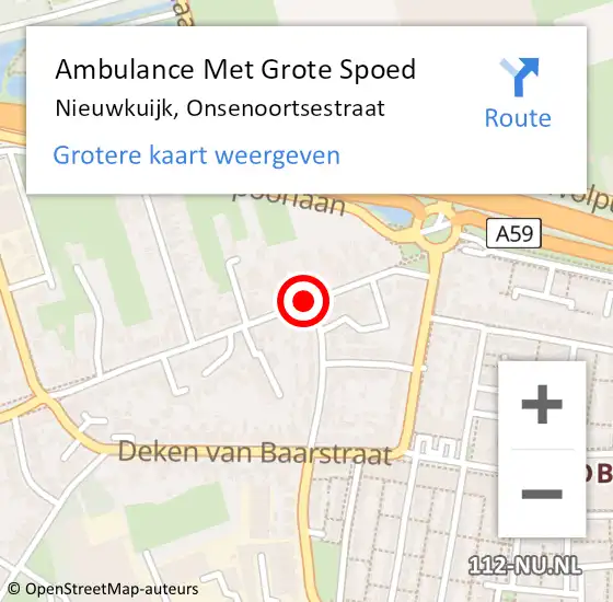 Locatie op kaart van de 112 melding: Ambulance Met Grote Spoed Naar Nieuwkuijk, Onsenoortsestraat op 17 september 2018 11:56