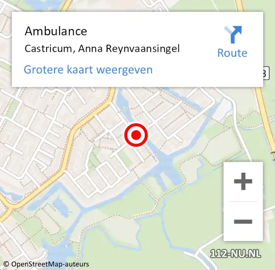 Locatie op kaart van de 112 melding: Ambulance Castricum, Anna Reynvaansingel op 17 september 2018 12:38