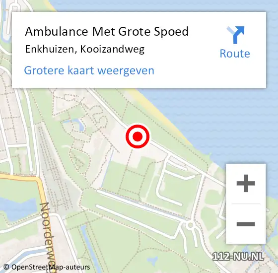 Locatie op kaart van de 112 melding: Ambulance Met Grote Spoed Naar Enkhuizen, Kooizandweg op 17 september 2018 13:12
