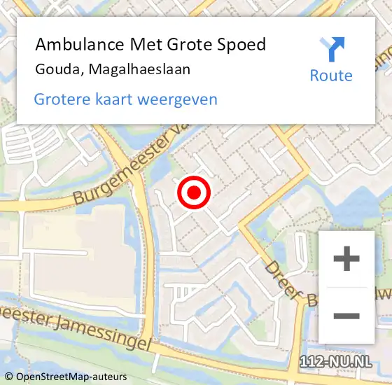 Locatie op kaart van de 112 melding: Ambulance Met Grote Spoed Naar Gouda, Magalhaeslaan op 17 september 2018 13:40