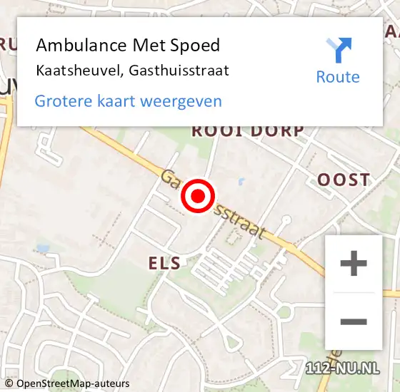 Locatie op kaart van de 112 melding: Ambulance Met Spoed Naar Kaatsheuvel, Gasthuisstraat op 17 september 2018 14:54