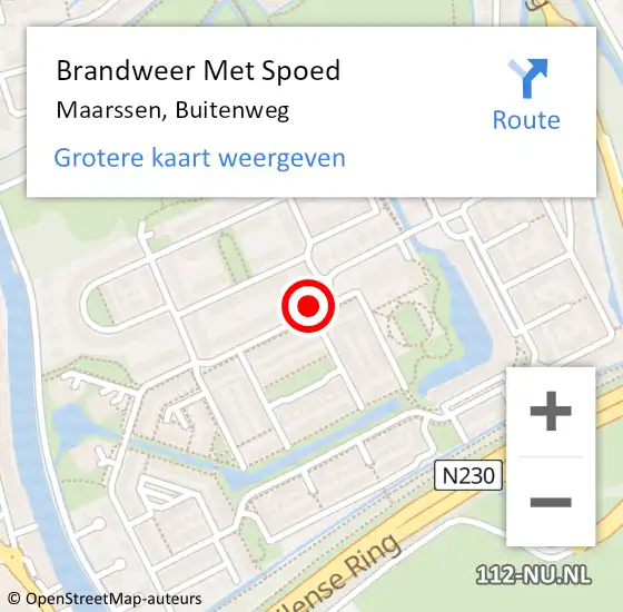 Locatie op kaart van de 112 melding: Brandweer Met Spoed Naar Maarssen, Buitenweg op 17 september 2018 17:29