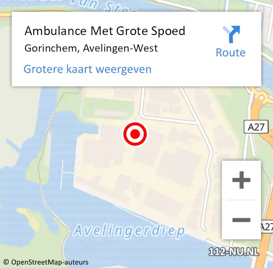 Locatie op kaart van de 112 melding: Ambulance Met Grote Spoed Naar Gorinchem, Avelingen-West op 17 september 2018 18:24