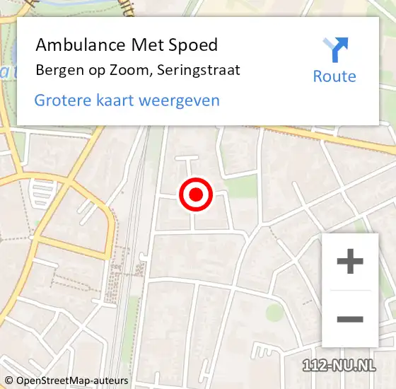 Locatie op kaart van de 112 melding: Ambulance Met Spoed Naar Bergen op Zoom, Seringstraat op 17 september 2018 19:54