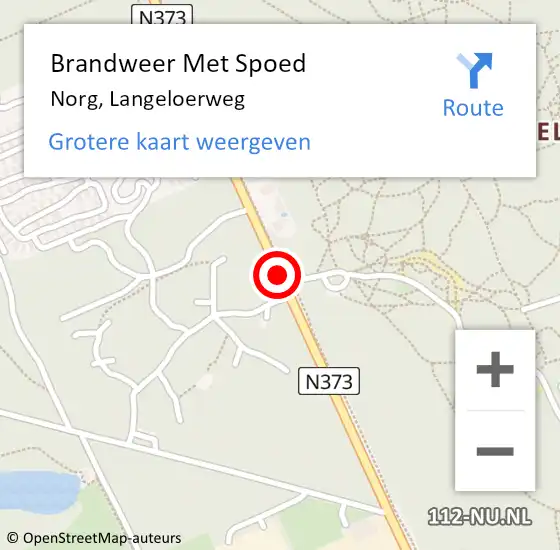 Locatie op kaart van de 112 melding: Brandweer Met Spoed Naar Norg, Langeloerweg op 17 september 2018 20:11