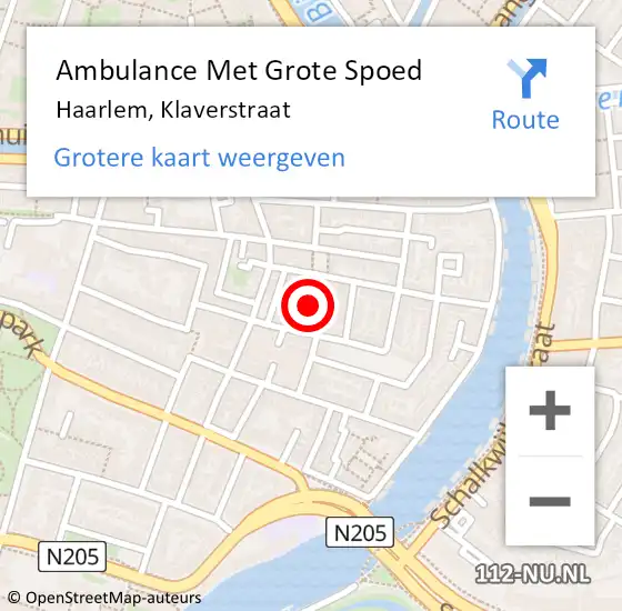 Locatie op kaart van de 112 melding: Ambulance Met Grote Spoed Naar Haarlem, Klaverstraat op 17 september 2018 20:16