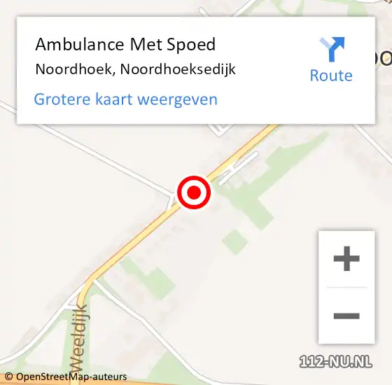 Locatie op kaart van de 112 melding: Ambulance Met Spoed Naar Noordhoek, Noordhoeksedijk op 18 september 2018 02:05