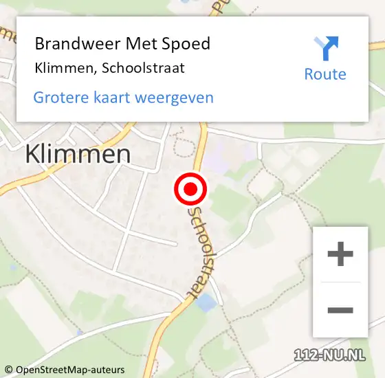 Locatie op kaart van de 112 melding: Brandweer Met Spoed Naar Klimmen, Schoolstraat op 18 september 2018 06:15