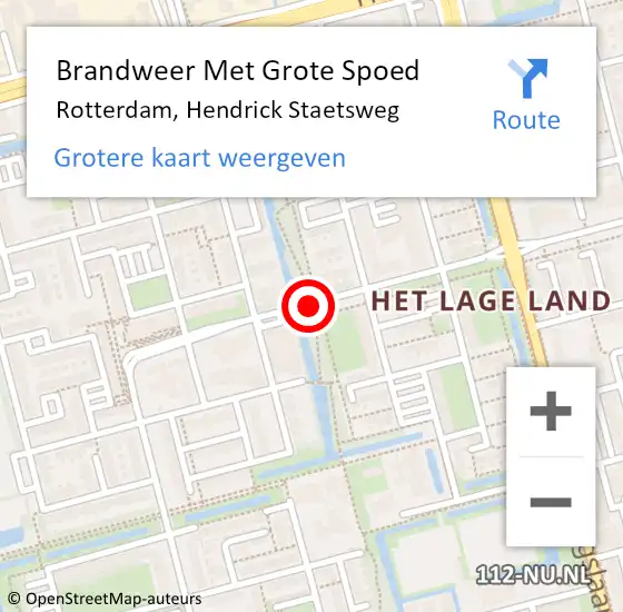 Locatie op kaart van de 112 melding: Brandweer Met Grote Spoed Naar Rotterdam, Hendrick Staetsweg op 18 september 2018 09:33