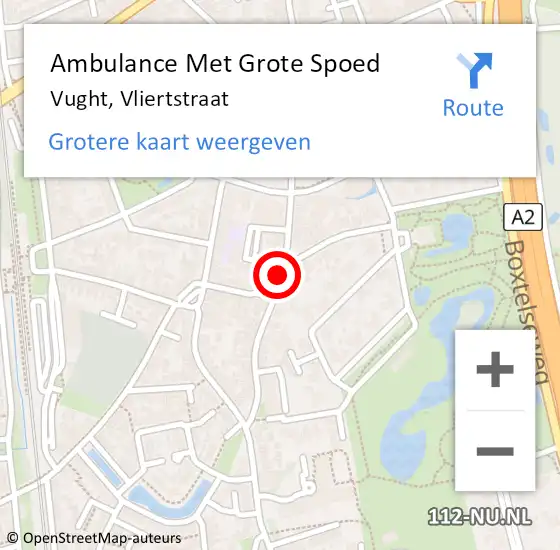 Locatie op kaart van de 112 melding: Ambulance Met Grote Spoed Naar Vught, Vliertstraat op 18 september 2018 09:51