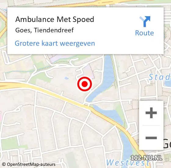 Locatie op kaart van de 112 melding: Ambulance Met Spoed Naar Goes, Tiendendreef op 18 september 2018 12:20