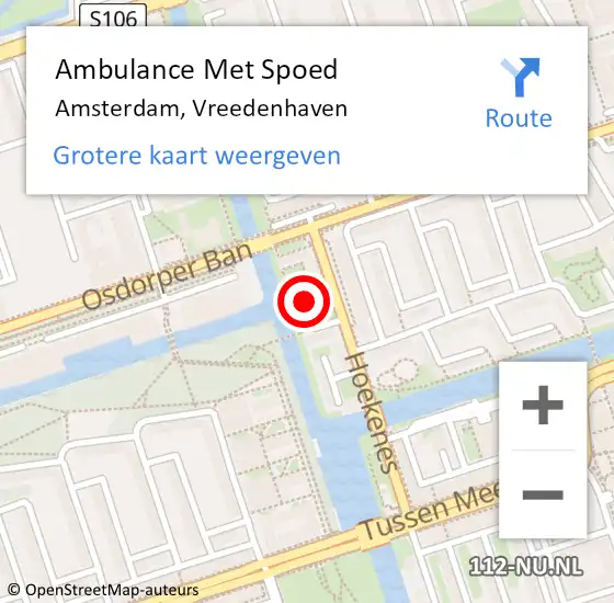 Locatie op kaart van de 112 melding: Ambulance Met Spoed Naar Amsterdam, Vreedenhaven op 18 september 2018 12:37