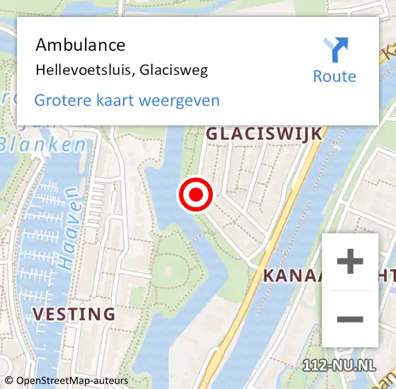 Locatie op kaart van de 112 melding: Ambulance Hellevoetsluis, Glacisweg op 18 september 2018 14:31